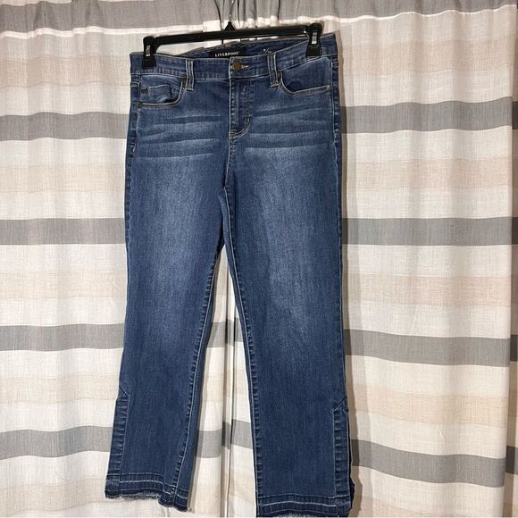 Liverpool crop  straight  raw hem Blue Jeans size 6/28 - Picture 2 of 14